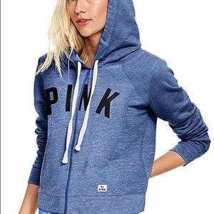 VS Pink Hoodie Full Zip Deep Sky Blue Size S